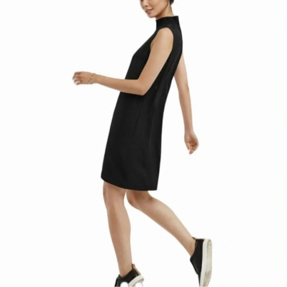 Kit and Ace women's size 0 black sleeveless mock neck silk blend Ryder dress - Picture 3 of 12